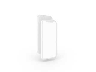 Smartphone in perspective - mockup front side with white screen