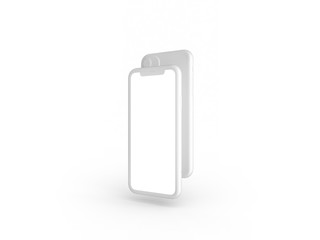 Smartphones in perspective - mockup front side with white screen