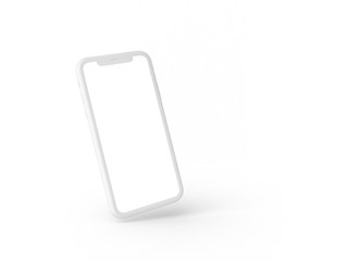 Smartphone in perspective - mockup front side with white screen