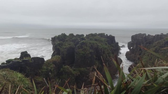 Raging ocean on the coast of New Zealand