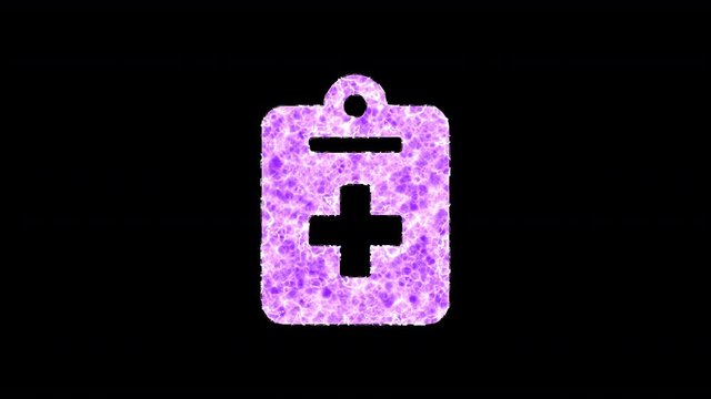 Symbol notes medical shimmers in three colors: Purple, Green, Pink. In - Out loop. Alpha channel Premultiplied - Matted with color black