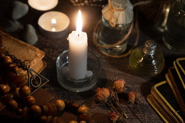 Occulture concept. Attributes for a fortune-telling session.