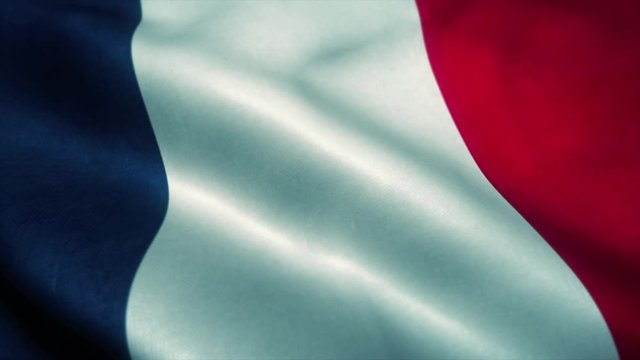 France flag waving in the wind. National flag of France. Sign of France seamless loop animation. 4K