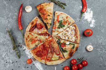 eight slices of pizza folded into one
