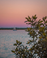 Sunset in Bacalar Lagoon, near Cancun in Riviera Maya, Mexico