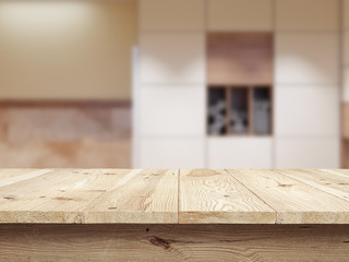 Wooden tablet on classic modern interior background