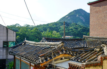 The roof of a traditional Korean house, hanok.