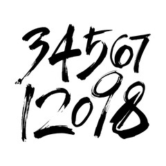 set of calligraphic acrylic or ink numbers. ABC for your design, brush lettering on a white background