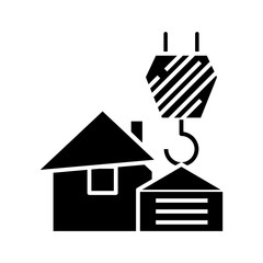 Private house construstion black icon, concept illustration, vector flat symbol, glyph sign.