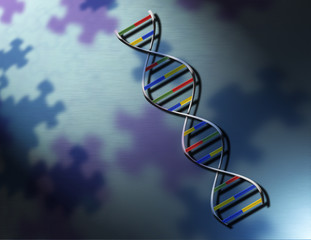 DNA strand and puzzle pieces background