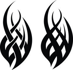 Spiky Flame Black and White Tribal Tattoo