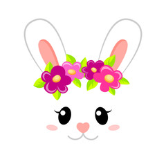 Cute little bunny. Print with rabbit and flovers for kids t-shirt