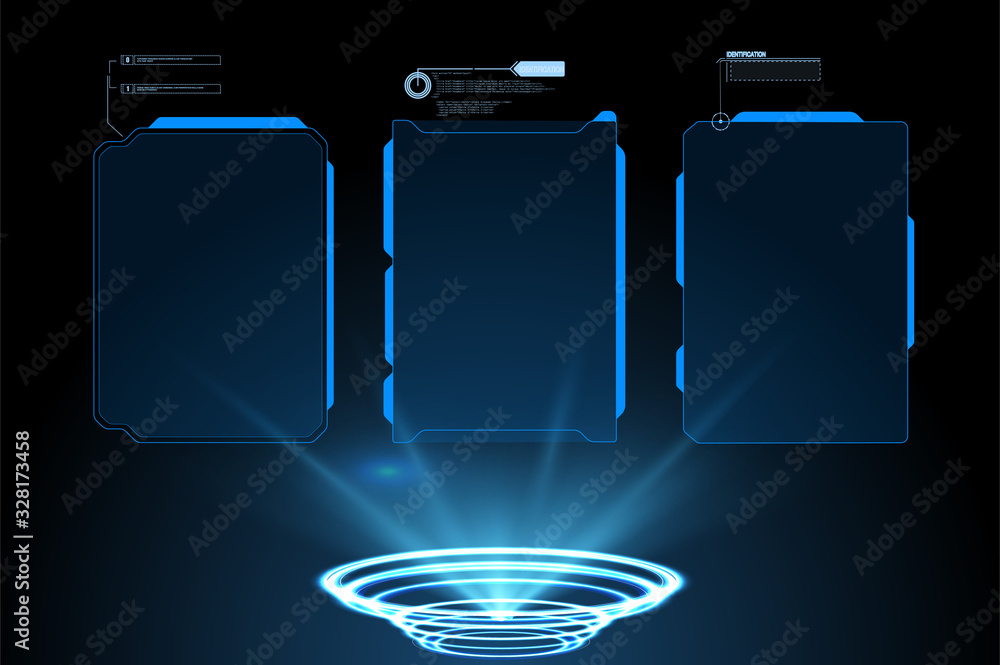 Poster Warning frame. Abstract tech design Set of frame in modern HUD style background. Abstract technology communication design innovation concept background.Vector abstract graphic design.