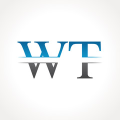 Initial WT Letter Linked Logo. Creative Letter WT Logo Design Vector Template