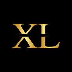 Creative Letter XL Logo Vector With Gold Color. Abstract Linked Letter XL Logo Design