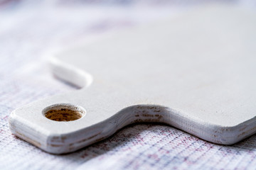 Cutting board on white background