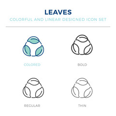 leaves icon in different style vector illustration. one colored and black leaves vector icons designed in filled, outline, line and stroke style can be used for web, mobile, ui