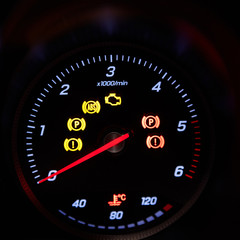 Close up of car dashboard on sports car