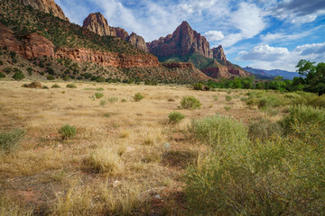the watchman from parus trail in zion national park, usa
