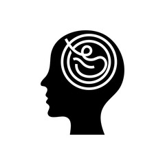 Productive mind black icon, concept illustration, vector flat symbol, glyph sign.