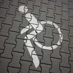 Disabled parking in front of a shop in the city centre of Magdeburg