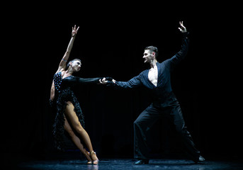 ballroom couple dancing isolated on black background