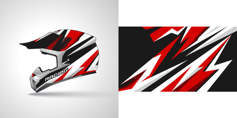 Racing helmet wrap decal and vinyl sticker design illustration.