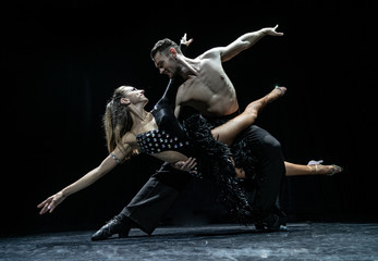 ballroom couple dancing isolated on black background