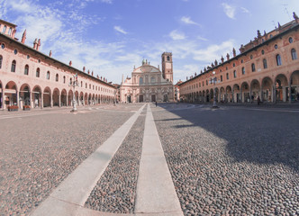 the beautiful Ducal square of Vigevano,rectangular in shape is an example of the Renaissance architectural style