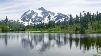 morning shot of mt shuksan and picture lake