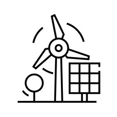 Windmill energy line icon, concept sign, outline vector illustration, linear symbol.