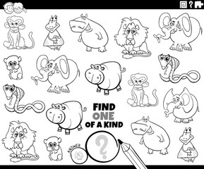 one of a kind tusk with animals color book page