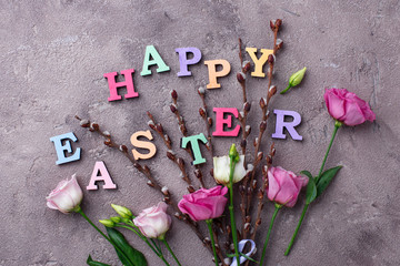 Happy Easter text from colorful letters
