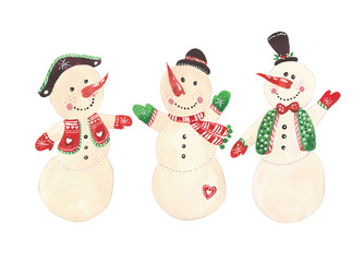 three funny snowmen