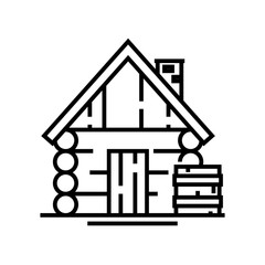 Wooden house line icon, concept sign, outline vector illustration, linear symbol.