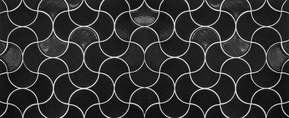 Retro vintage black Fish scale tiles texture background banner panorama