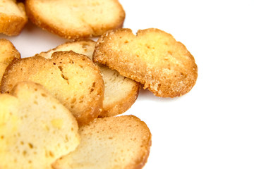 Bruschette chips, sliced grilled bread, beer snack