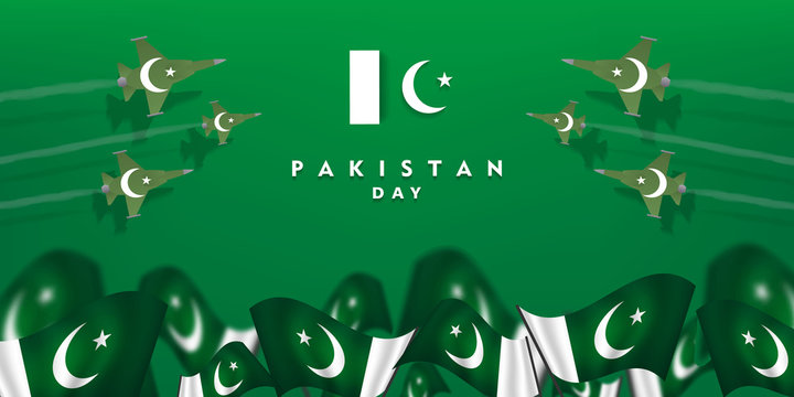 23rd of march pakistan national day celebration card, Happy Pakistan's Resolution Day 23rd March 1940. flag of pakistan brush design Vector Illustration	
