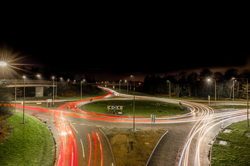The constant flow of traffic in Milton Keynes around the roundabouts