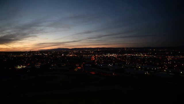 Los Angeles Overlook Time Lapse Pan R Sunset to Night