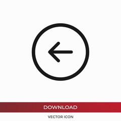 Left arrow, Back button vector icon in modern design style for web site and mobile app