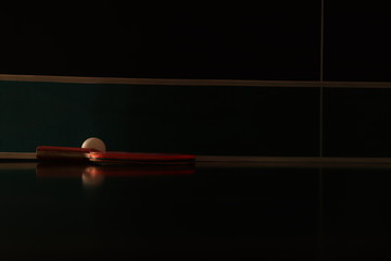 Fototapeta Ping pong, tenis stołowy, czarny stół do ping ponga obraz