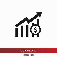 Profit graph vector icon in modern design style for web site and mobile app