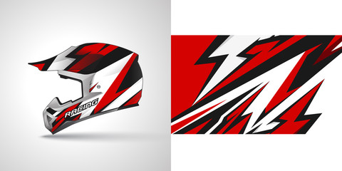 Racing helmet wrap decal and vinyl sticker design illustration.