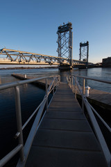 Fototapeta na wymiar Views of Memorial Bridge from Badgers Island - Kittery, Maine