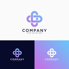 Cross and love logo template, medical hospital logo template design emblem modern gradient vector illustration logo template