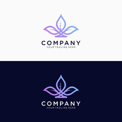 Leaves logo design, blossom logo design emblem modern gradient vector illustration logo template