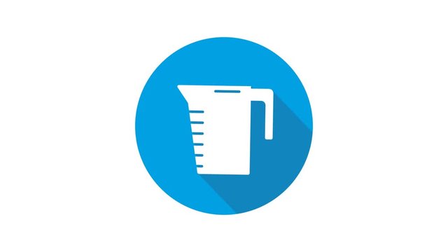 Blue motion graphic icon animation measuring cup