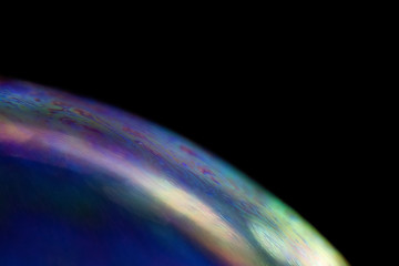 abstract colorful soap bubble with black background