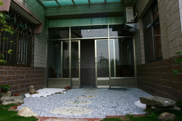 Exterior view of a traditional apartment entrance
